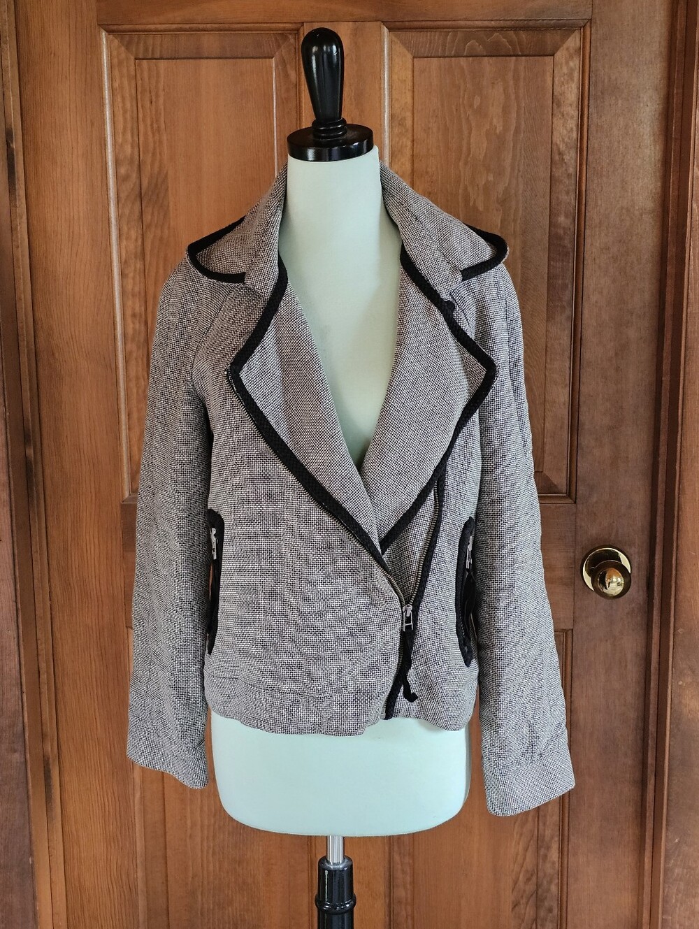 Mango Moto Suit Jacket with Black Trim